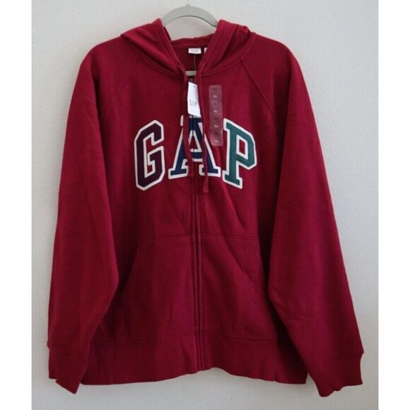 GAP Tops - GAP 870256-44 Women's Sz XL Very Berry Red Logo Full Zip Fleece Hoodie